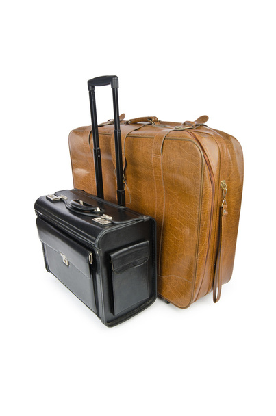 Travel concept with suitcase on white - Φωτογραφία, εικόνα