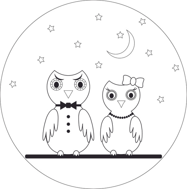 love the owl under the moon - Διάνυσμα, εικόνα
