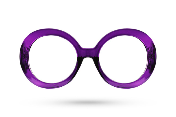 Divat lila szemüveg stílus műanyag keretes elszigetelt fehér ba - Fotó, kép