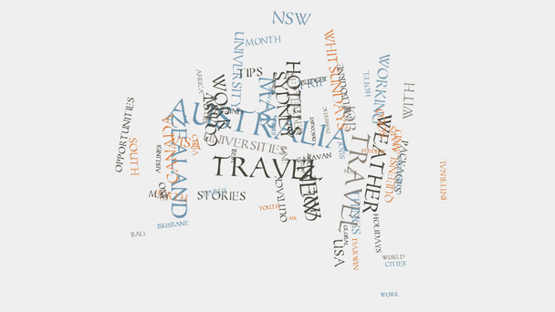 Πόλεις της Αυστραλίας ταξιδεύουν ξενοδοχείων και Τουρισμού λέξη σύννεφο κείμενο τυπογραφία κινούμενα σχέδια - Πλάνα, βίντεο