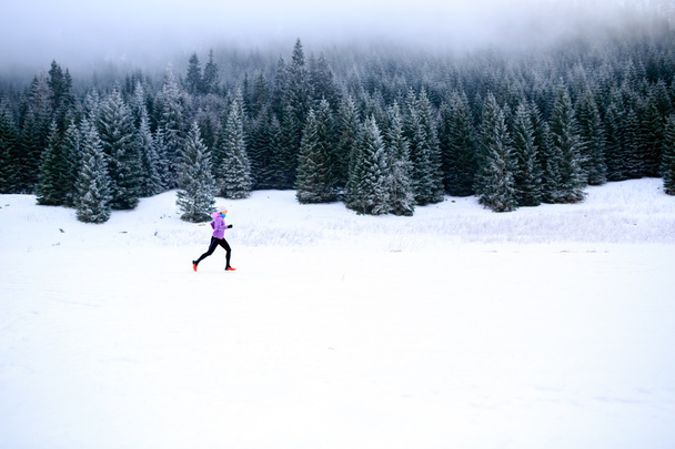 Mujer corriendo de invierno, jogging inspiración y motivación
 - Foto, imagen