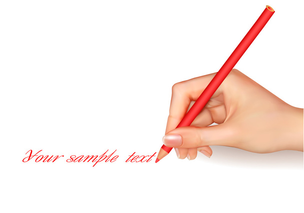 Hand with pen writing on paper. Vector illustration. - Vector, Image