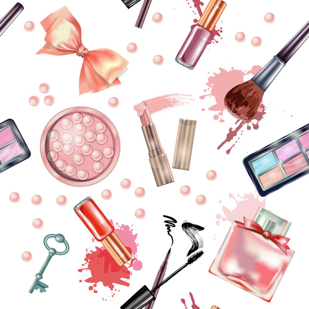 Cosmetics and fashion background and icons - Vektor, kép