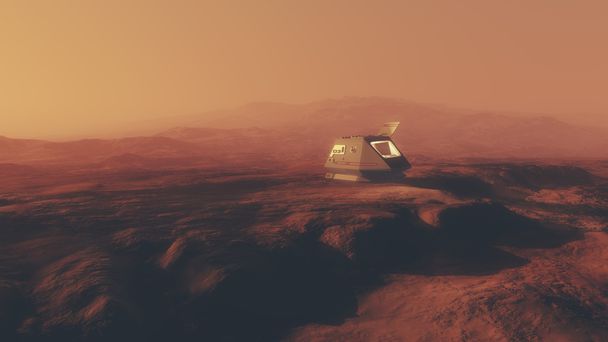 capsule sur planète rouge brumeuse
. - Photo, image