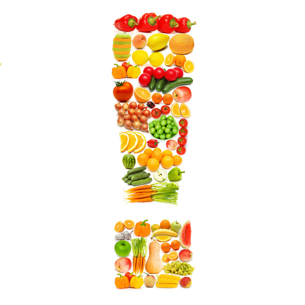 Alphabet made of many fruits and vegetables - 写真・画像
