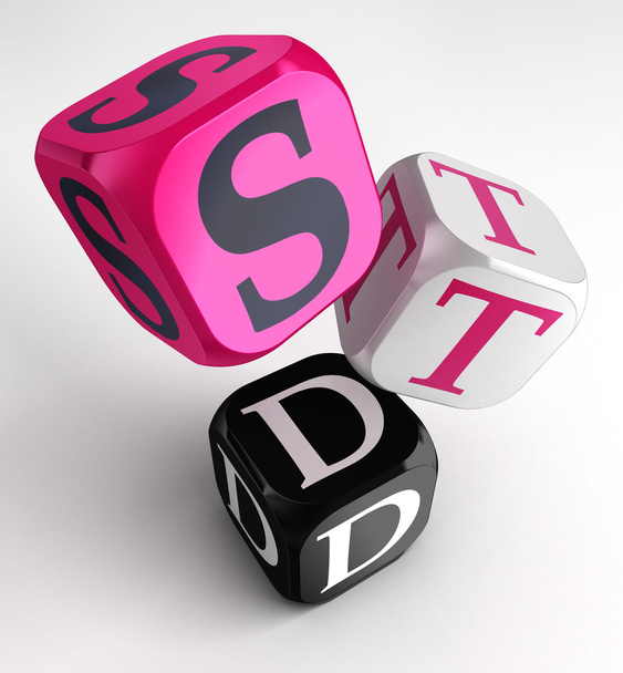STD (σεξουαλικά μεταδιδόμενα νοσήματα) ναυτολογηθεί σε ροζ, λευκό και blac - Φωτογραφία, εικόνα