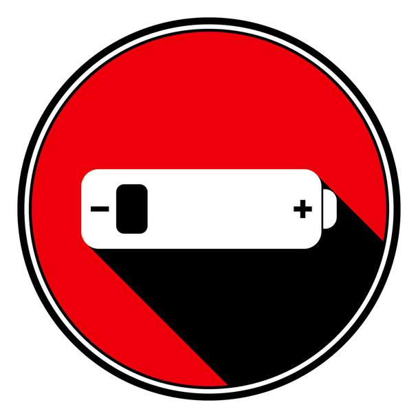ícone de informação vermelho, bateria branca fraca
 - Vetor, Imagem