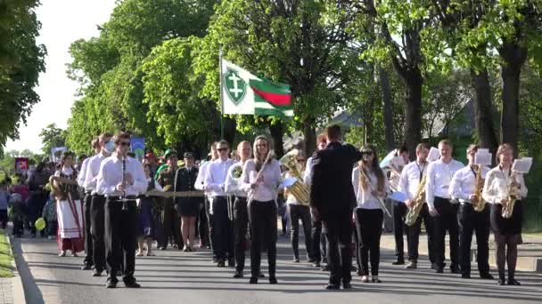 szimfonikus zenekar kész felvonulás zenekarvezető a város ünnepe. 4k - Felvétel, videó