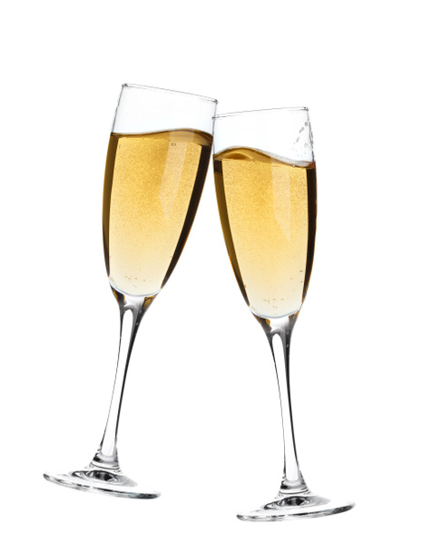 Prosit! twee champagneglazen - Foto, afbeelding