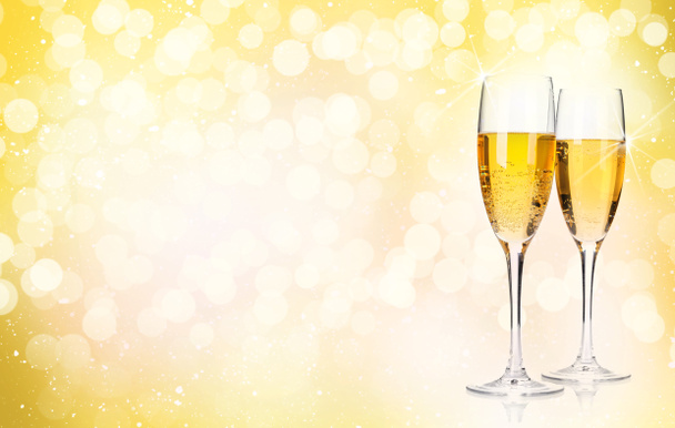 Two champagne glasses over christmas background - Photo, Image