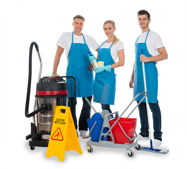 Janitors With Cleaning Equipments - Valokuva, kuva