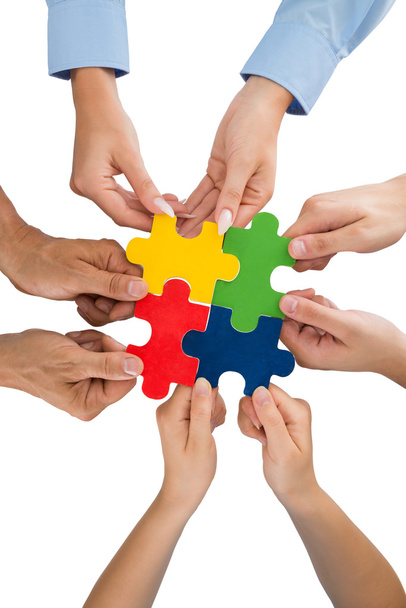 People Hands Holding Jigsaw Pieces - Photo, image