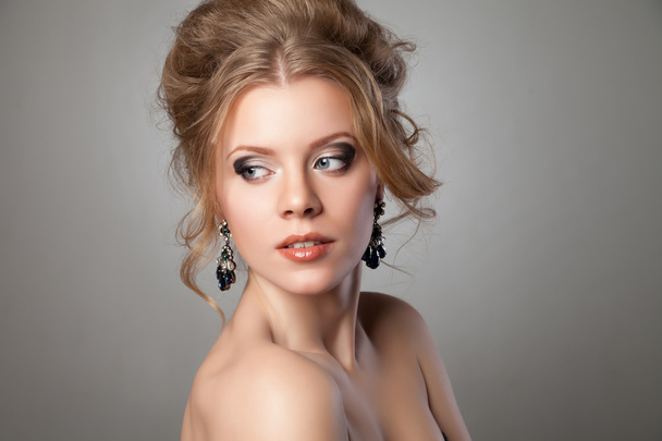 Closeup of beautiful woman with evening make-up. - Photo, Image