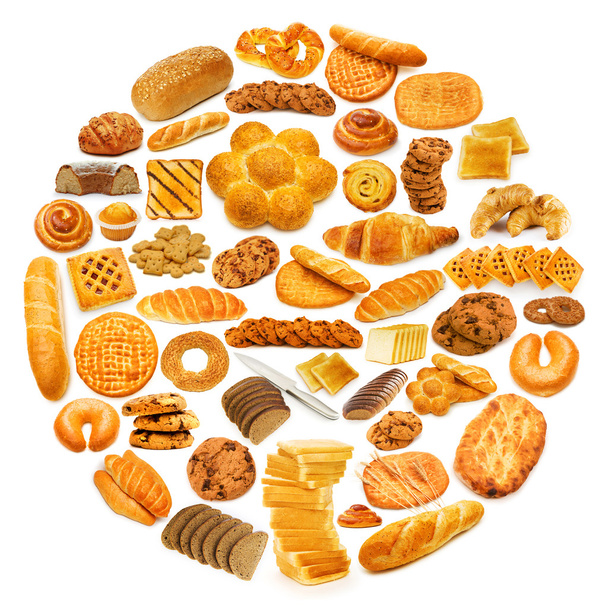 Circle with lots of food items - Фото, изображение