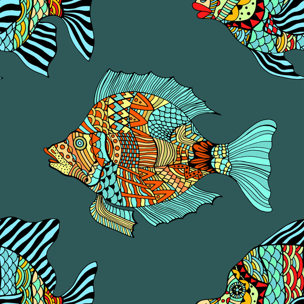 Seamless fish background. - Vektör, Görsel