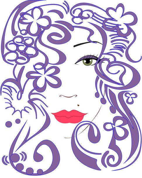 Stilize kadının yüzüne - Vektör, Görsel