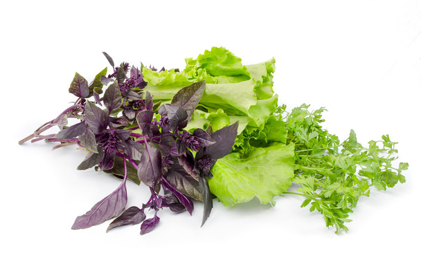 Salade mix geïsoleerd op een witte - Foto, afbeelding