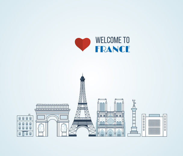 French Landmarks set - Vector, Image