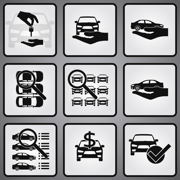Car dealership 9 icons set - Vector, Image