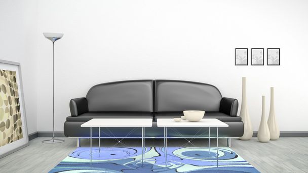 schwarzes Sofa im modernen Zimmer - Foto, Bild