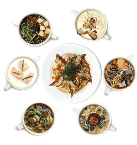 Gourmet-Essen - asiatische Küche isoliert auf weiß - Foto, Bild