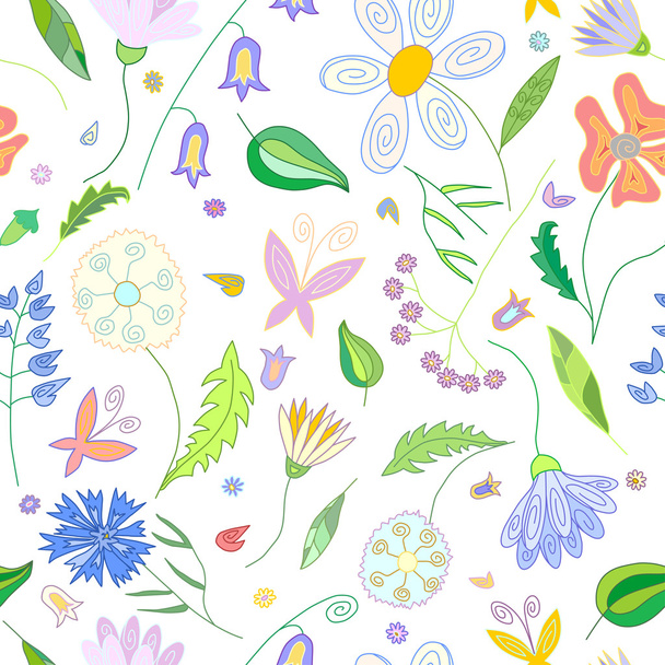 florales nahtloses Muster mit wilden Blumen - Vektor, Bild