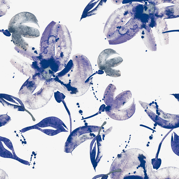Watercolor Floral Seamless Pattern - Photo, Image
