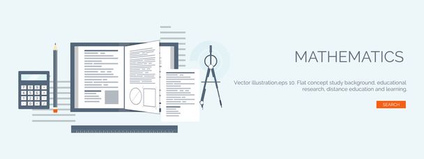 Vector illustration. Flat study backgrounds set. Education and online courses, web tutorials, e-learning. Study and creative process. Power of knowledge. Video tutorials. - Διάνυσμα, εικόνα