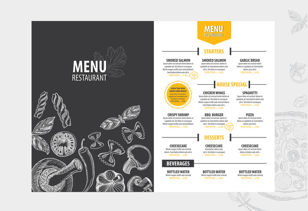 Restaurant café menu, sjabloonontwerp. - Vector, afbeelding