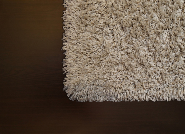 Beżowy dywan shaggy na piętrze wenge - Zdjęcie, obraz