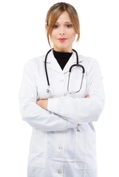 Friendly nurse on white background - Foto, Imagem