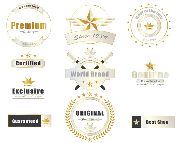 collection de sceaux de promotion premium dorés et bannière
 - Vecteur, image