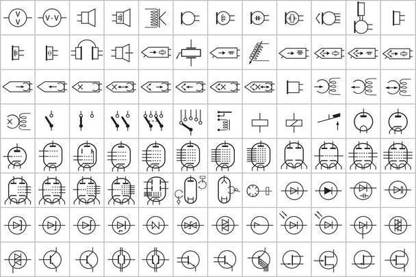 96 ηλεκτρονικό και ηλεκτρικό σύμβολο v.2 - Διάνυσμα, εικόνα