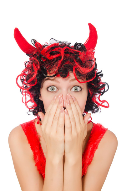 Γυναίκα διάβολος αστείο Απόκριες έννοια - Φωτογραφία, εικόνα