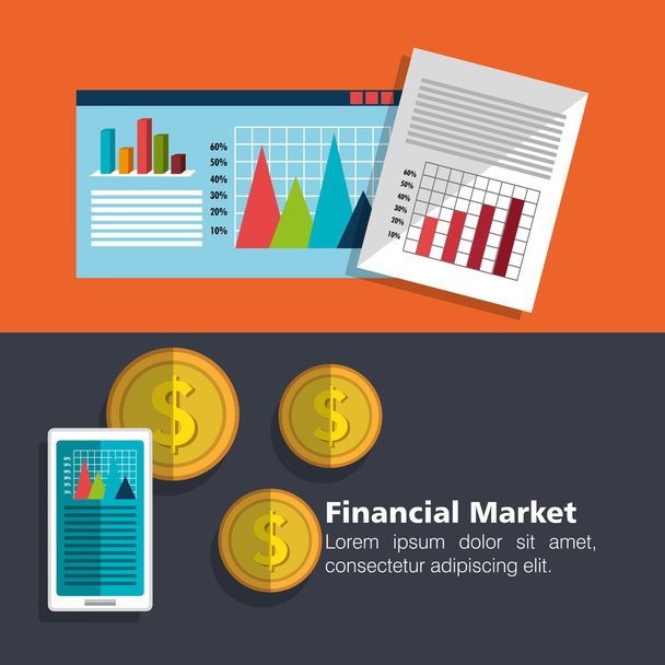 Finans piyasası istatistikleri - Vektör, Görsel