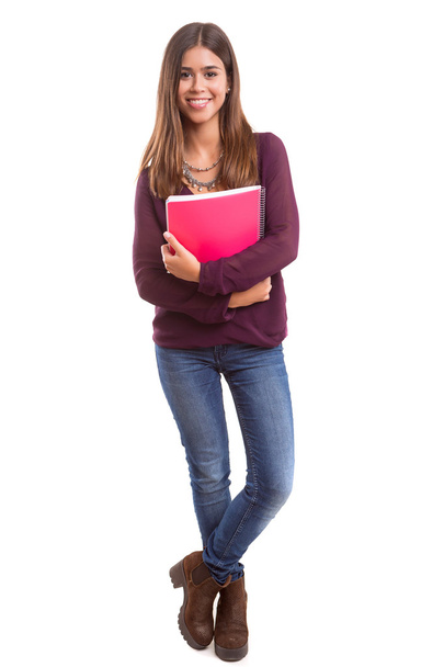 φοιτητής που στέκεται με τα σημειωματάρια - Φωτογραφία, εικόνα