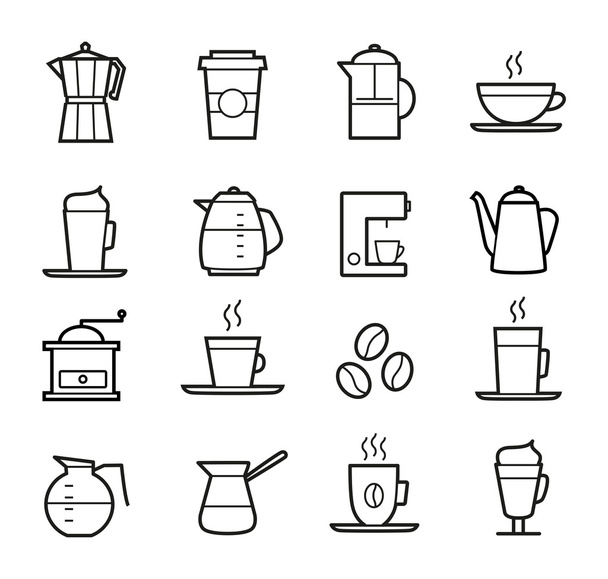 Icone di caffè - tazze di caffè, bevande, macchine
 - Vettoriali, immagini