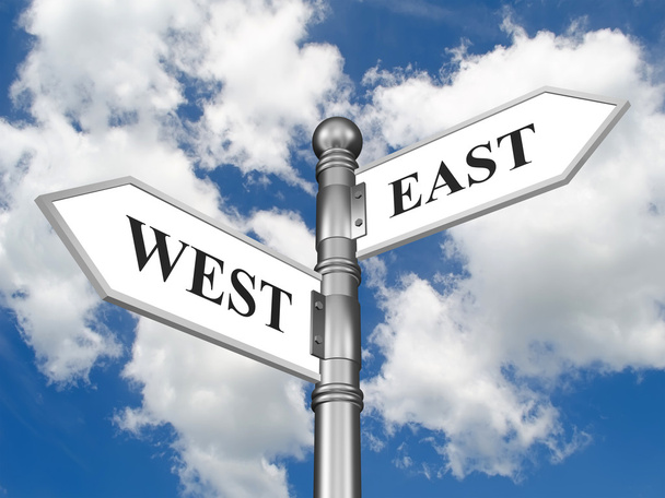 Directional sign East West - Foto, Imagem