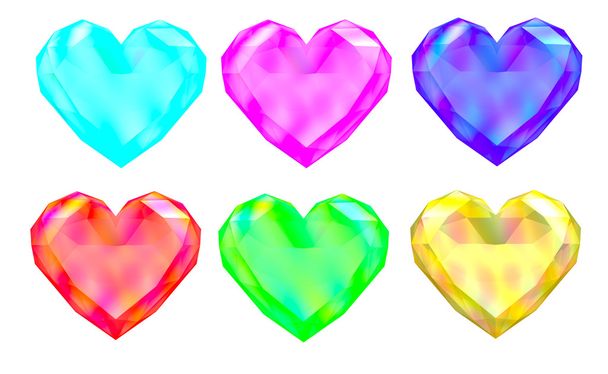 Colorful gem hearts - Foto, afbeelding