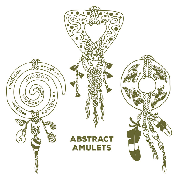 Tři abstraktní amulety - Vektor, obrázek