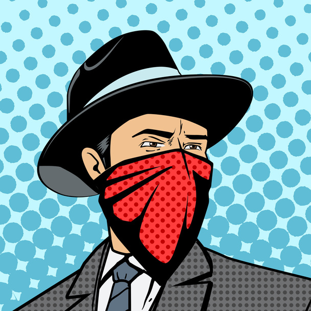Gangster with hidden face pop art vector - Vetor, Imagem