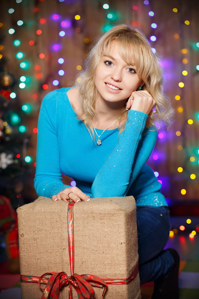 Portrait of attractive young female charming blonde with a great - Photo, Image
