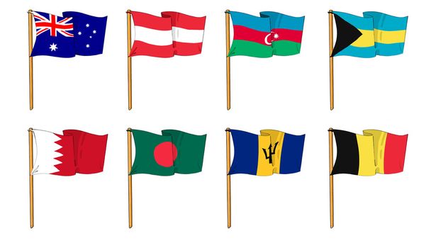 handgezeichnete Flaggen der Welt - Buchstaben a und b - Foto, Bild