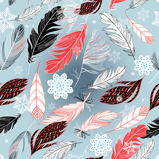 Птицы и снежинки
 - Вектор,изображение