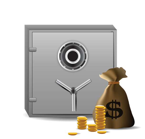 Safe combination lock with money - Vektor, kép