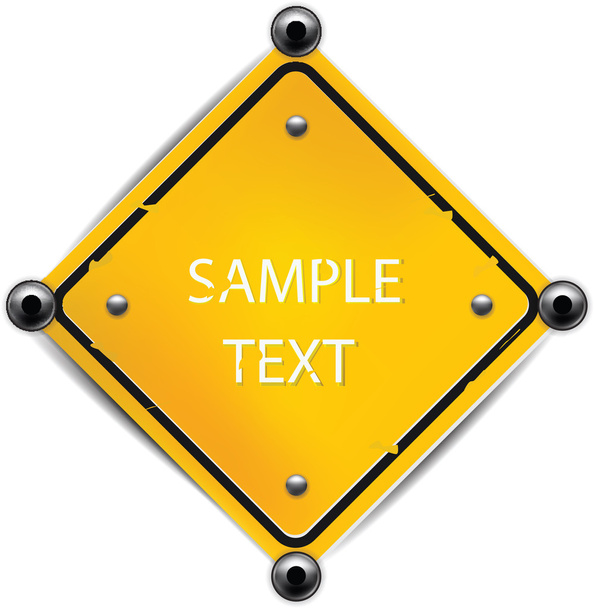 Yellow Metallic Sign isolated on white with sample text - Διάνυσμα, εικόνα