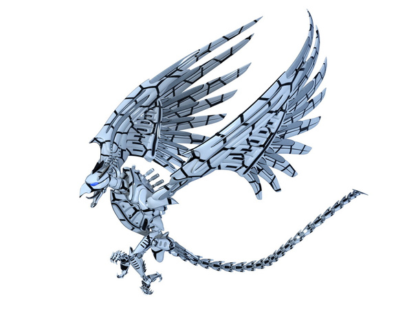 3D illustration of a mechanical bird monster - Foto, Imagem