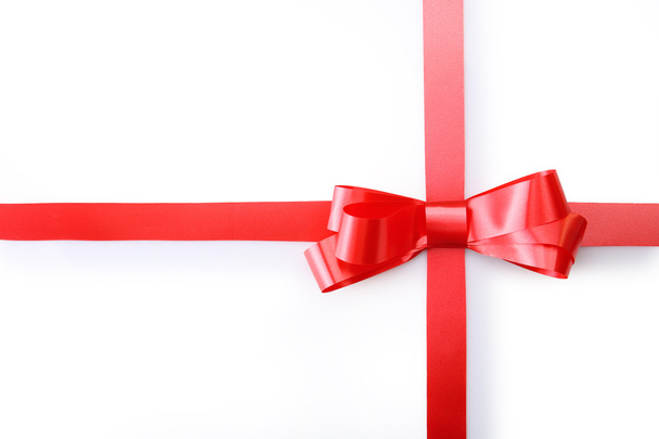 Red ribbon bow isolated on white background - 写真・画像