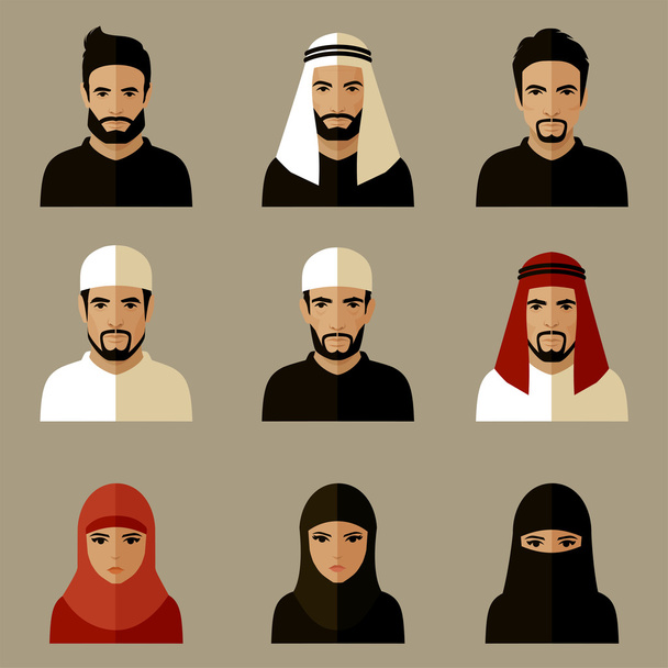 arabic people, man and woman - Vector, Image