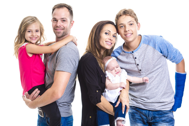 beautiful family on studio white background - Photo, Image